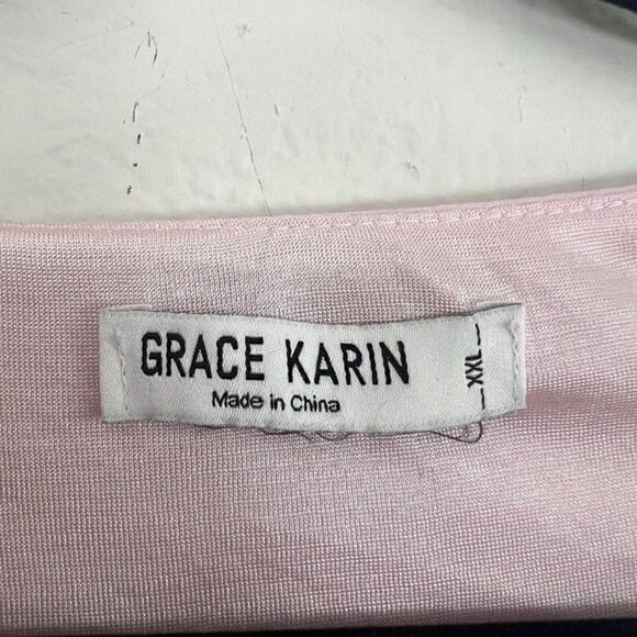 Grace Karin Womens Plus Size XXL Baby Pink Blouse Top Wide Split Flare Sleeves - Picture 3 of 9